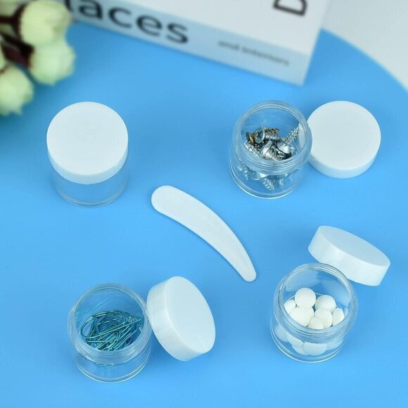 20 pcs 10 Gram 10 ml Jars, Sample Pots, Mini Jars With Lids, Clear Round Plastic - Picture 4 of 4